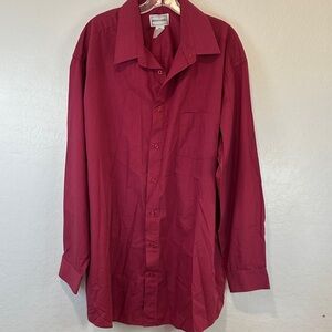Kings court Reaction Men's TALL Button-Up Shirt size 18 37/8 red formal cotton‎